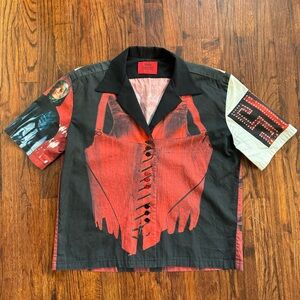 DILARA FINDIKOGLU RARE CORSET BUTTON UP SHORT SLEEVE SHIRT